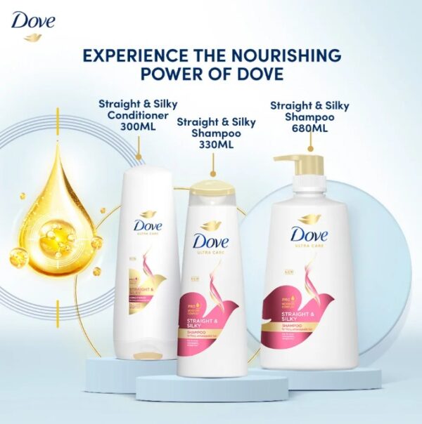 DOVE STRAIGHT & SILKY SHAMPOO 330ML