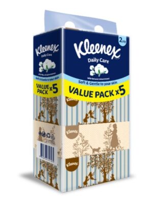 KLEENEX VINTAGE FACIAL TISSUES DAILY CARE - 2 PLY 120S X 5