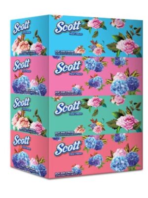 SCOTT FLORAL FACIAL TISSUE BOX 2 PLY 150S x 4