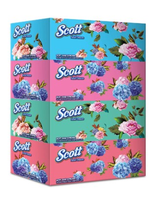 SCOTT FLORAL FACIAL TISSUE BOX 2 PLY 150S x 4