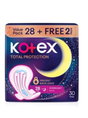 KOTEX TOTAL PROTECTION OVERNIGHT WING 28CM (VALUE PACK) 30'S