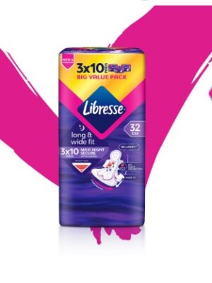 LIBRESSE MAXI WIDER BACK NIGHT WINGS 32CM (VALUE PACK) 2 x 10S