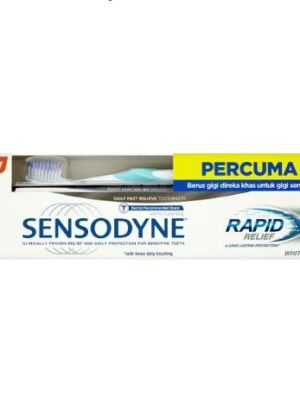 SENSODYNE RAPID RELIEF WHITENING TOOTHPASTE 100G (FREE TOOTHBRUSH)