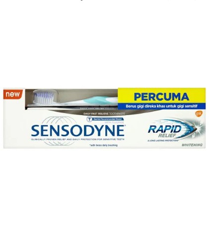 SENSODYNE RAPID RELIEF WHITENING TOOTHPASTE 100G (FREE TOOTHBRUSH)