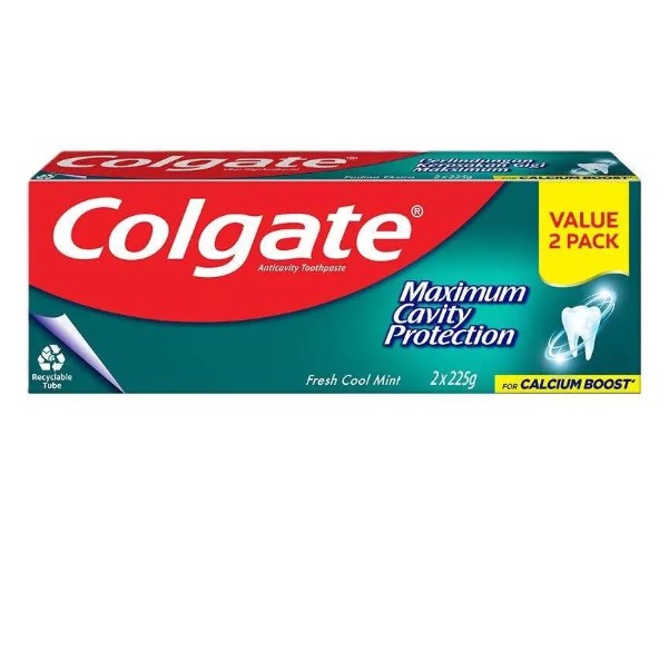 COLGATE Maximum Cavity Protection FRESH COOL MINT Toothpaste (Valuepack 225g x 2)