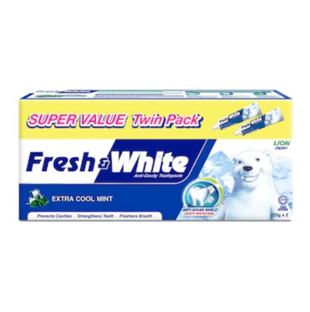 FRESH & WHITE EXTRA COOL MINT TOOTHPASTE 2 x 225G