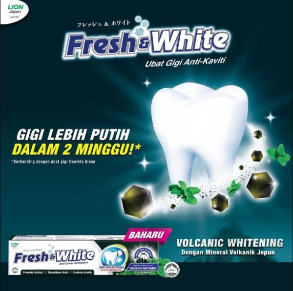 FRESH & WHITE VOLCANIC WHITENING TOOTHPASTE (140G x 2)