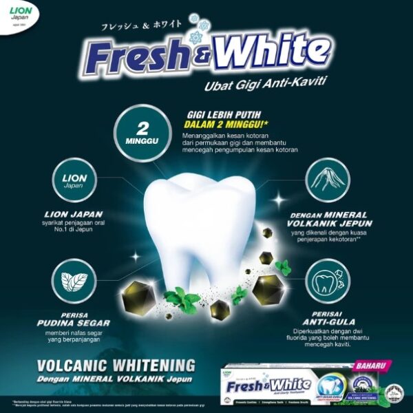 FRESH & WHITE VOLCANIC WHITENING TOOTHPASTE (140G x 2)