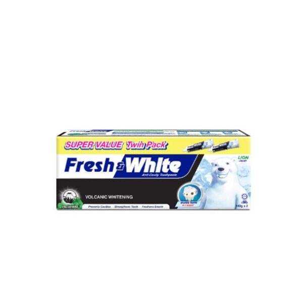 FRESH & WHITE VOLCANIC WHITENING TOOTHPASTE (140G x 2)