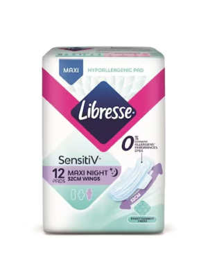 LIBRESSE SENSITIV MAXI NIGHT WINGS 32CM (12'S)
