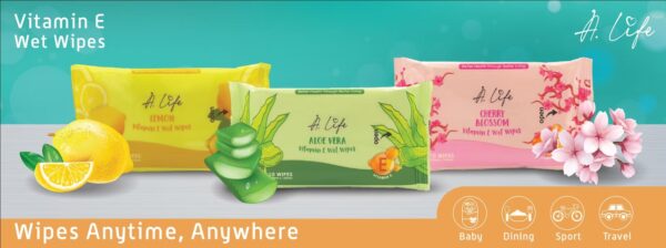 A.LIFE VITAMIN E WET WIPES (10 SHEETS X 3 PACKS)