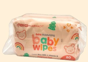 BIG EXTRA MOISTURIZING BABY WIPES (80 SHEETS X 2 PACKS)