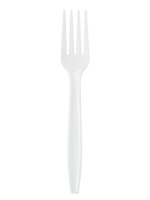 Disposable White Plastic Fork 6.5 INCH