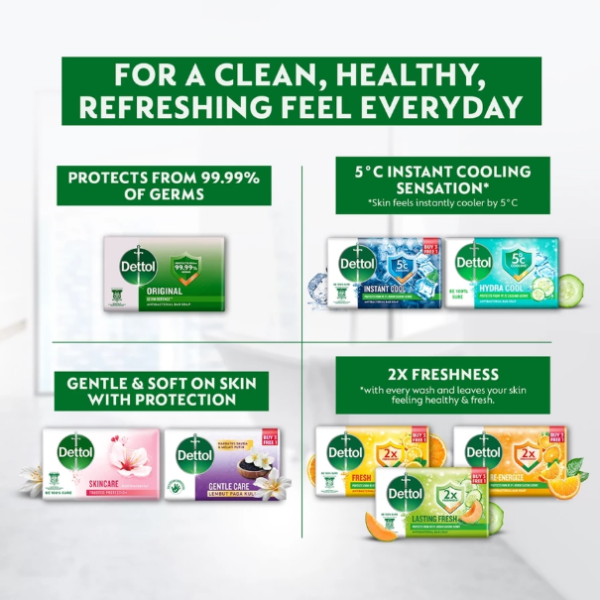 DETTOL ORIGINAL ANTIBACTERIAL BAR SOAP (100G X 4 PCS)
