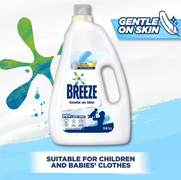 BREEZE LIQUID DETERGENT GENTLE ON SKIN 3.6KG