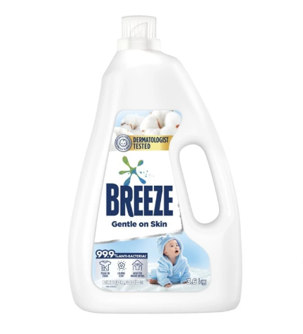BREEZE LIQUID DETERGENT GENTLE ON SKIN 3.6KG